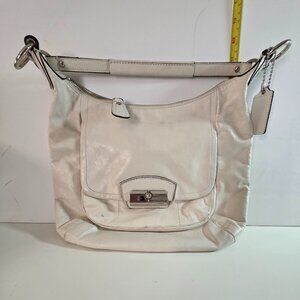 White Leather Coach Kristin Hobo Bag Purse, Convertible Crossbody Satchel